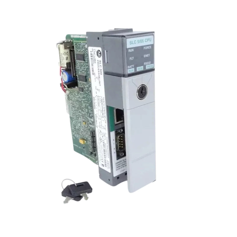 Allen-Bradley SLC 5/05 processor, model 1747-L552/C, for industrial automation and process control systems.