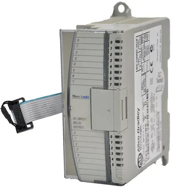Digital input and relay output Allen-Bradley module for precise control in MicroLogix systems, with compact design.