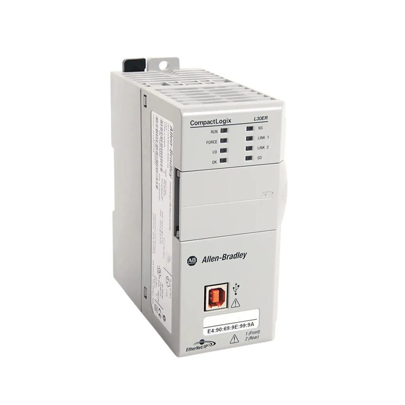 1769-L30ER with dual Ethernet/IP, 1MB memory, modular I/O ideal for sophisticated machine control.