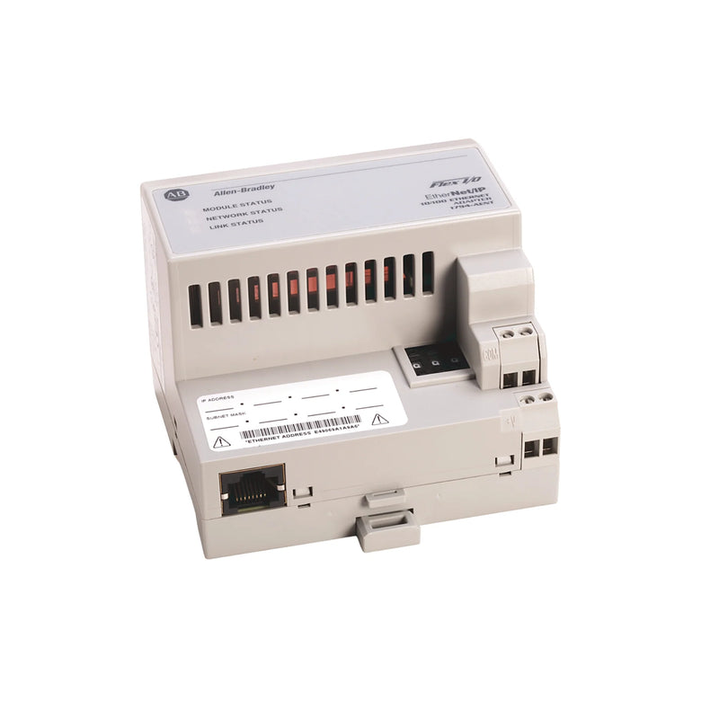 Allen-Bradley 1794-AENT adapter connects FLEX I/O for remote communication in industrial systems.