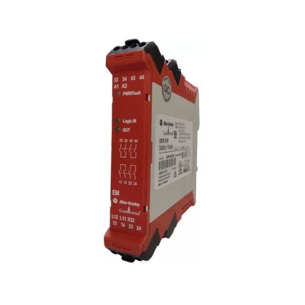 Allen-Bradley 440R-EM4R2 relay module with 4 N.O. outputs, 24V DC. Suitable for Guardmaster safety systems.
