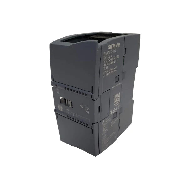 Siemens module for SIMATIC S7-1200, 4-channel analog output (0-10V, 0-20mA), ideal for industrial automation.