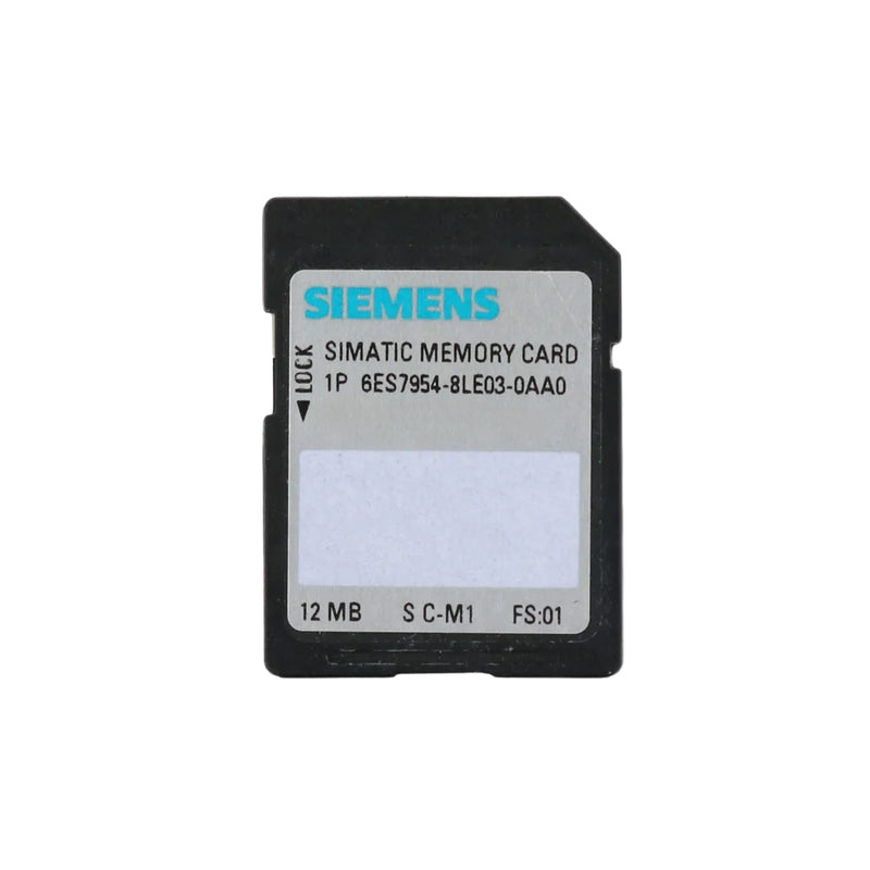 Siemens 6ES7954-8LE03-0AA0 memory card for SIMATIC S7, boosting high-speed data access in industrial applications.