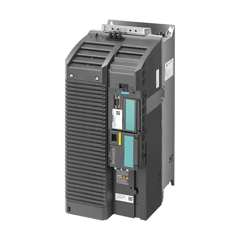 Compact Siemens 6SL3210-1KE26-0AF1 inverter for efficient 30 kW motor control with Ethernet and STO.