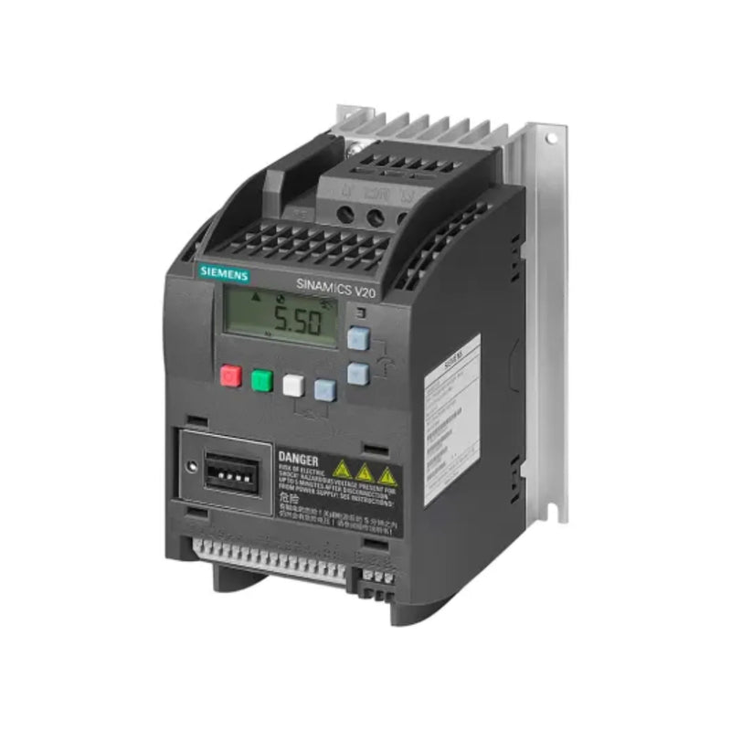 Siemens 6SL3210-5BE15-5CV0 compact inverter, 7.5 kW, 400 V, with safety features and PROFIBUS.