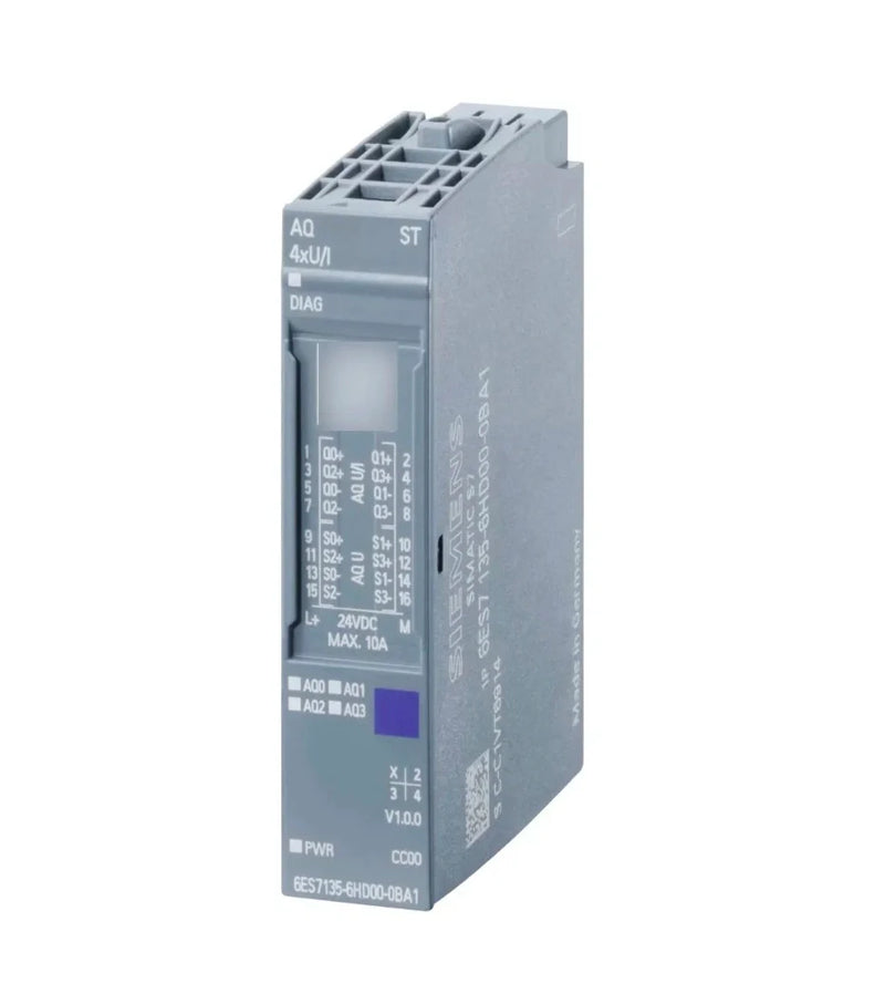 Siemens 6ES7135-6HD00-0BA1 module for SIMATIC S7-1200, includes 16 inputs and outputs, operates at 24V DC.
