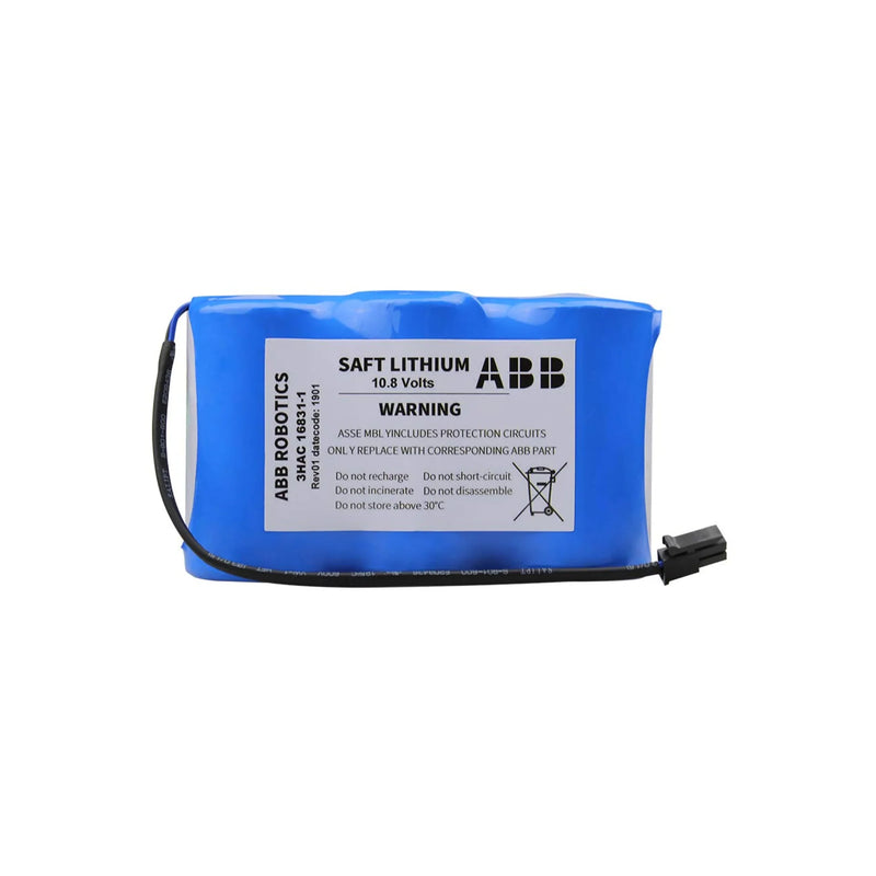 High-performance ABB 3HAC16831-1 lithium battery pack for industrial robots with 17Ah, 10.8V specs.