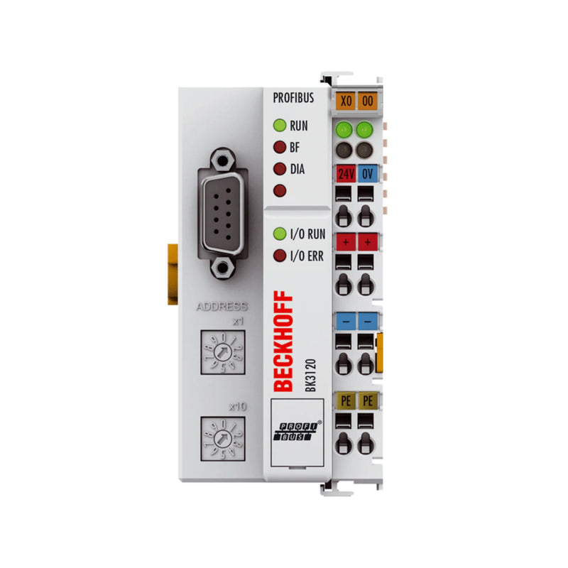 Beckhoff BK3120 Profibus bus coupler for automation with high-speed communication, integrating Beckhoff I/O terminals.