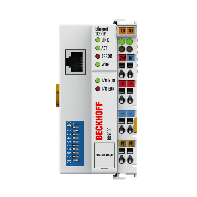 Ethernet BK9000 bus coupler for I/O, DIN-rail mount, integrates EtherCAT terminals