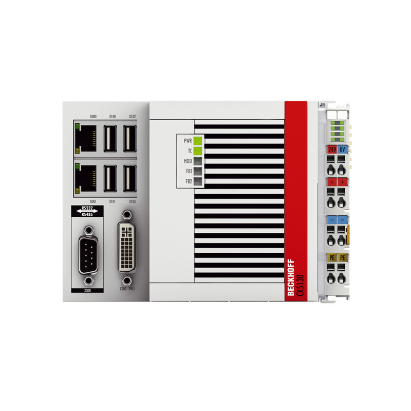 Compact Beckhoff CX5130 PC with Intel dual-core CPU, fanless, ideal for automation in industrial settings