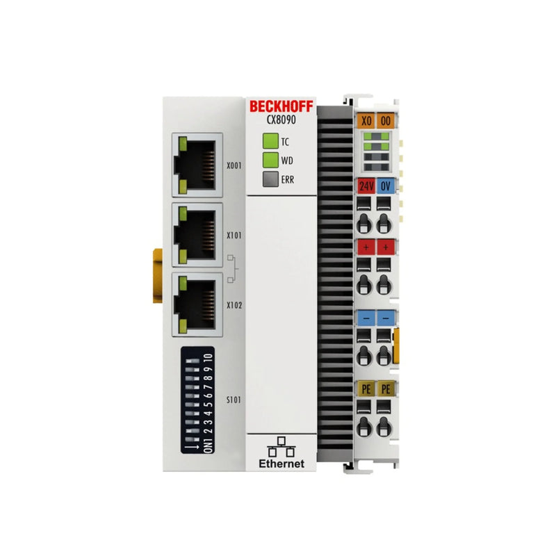 Beckhoff CX8090 PC with Ethernet and BACnet, crafted for industrial and building automation control systems.