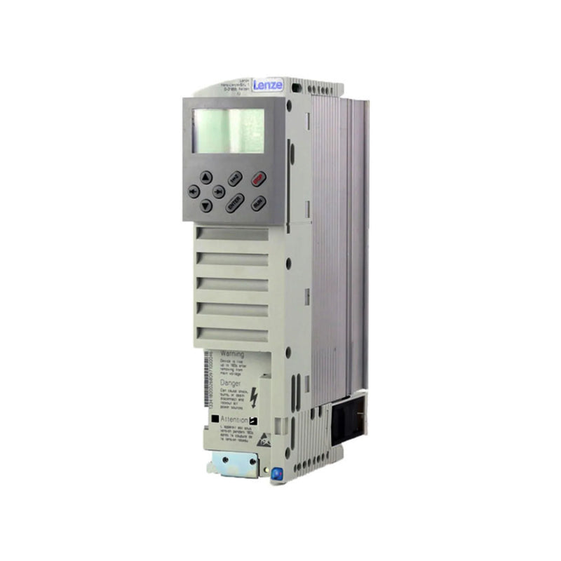 Lenze E82EV371K2C VFD, 0.37 kW, 1-phase, 230 V drive, 8200 Vector series, suitable for automation tasks.
