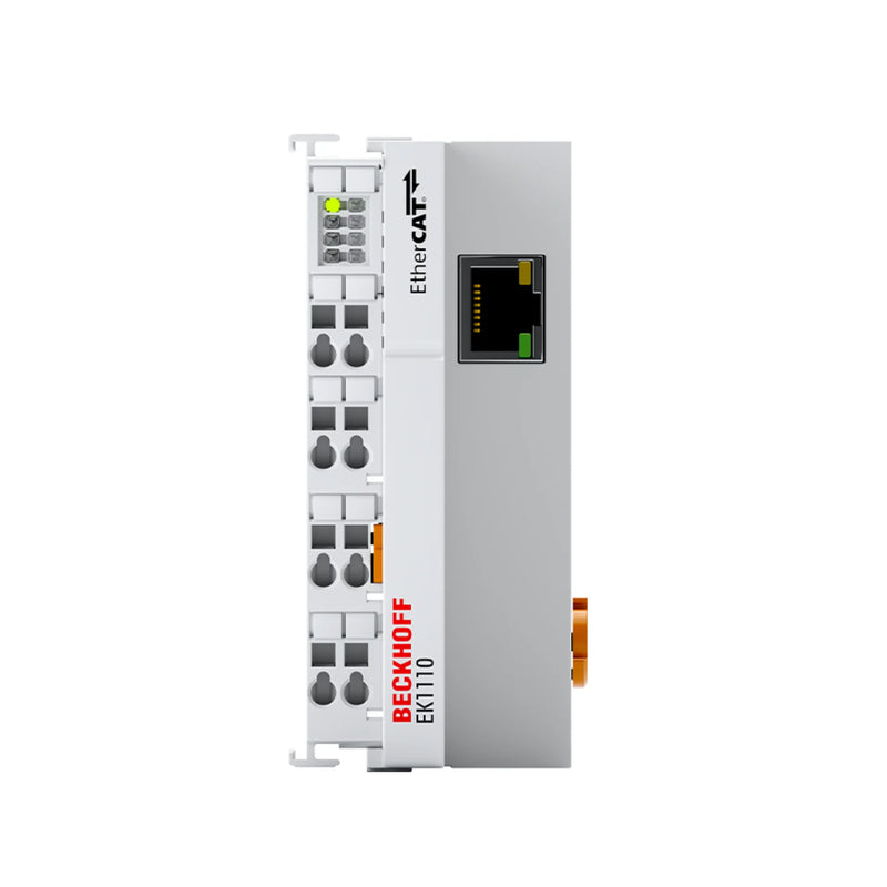 Industrial Beckhoff EK1110 EtherCAT coupler ensures quick data handling and smooth network growth.
