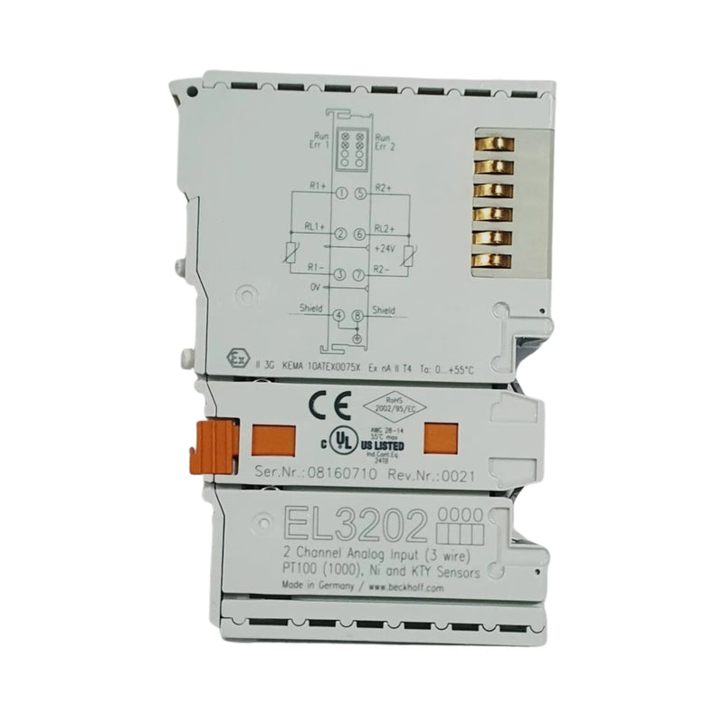 Beckhoff EL3202 input terminal, dual-channel, PT100/PT1000 sensors, EtherCAT compatible
