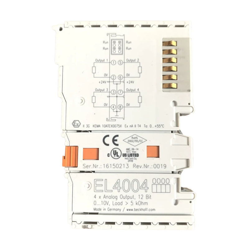 Beckhoff EL4004 module, 4-channel, ±10 V analog output for precision control