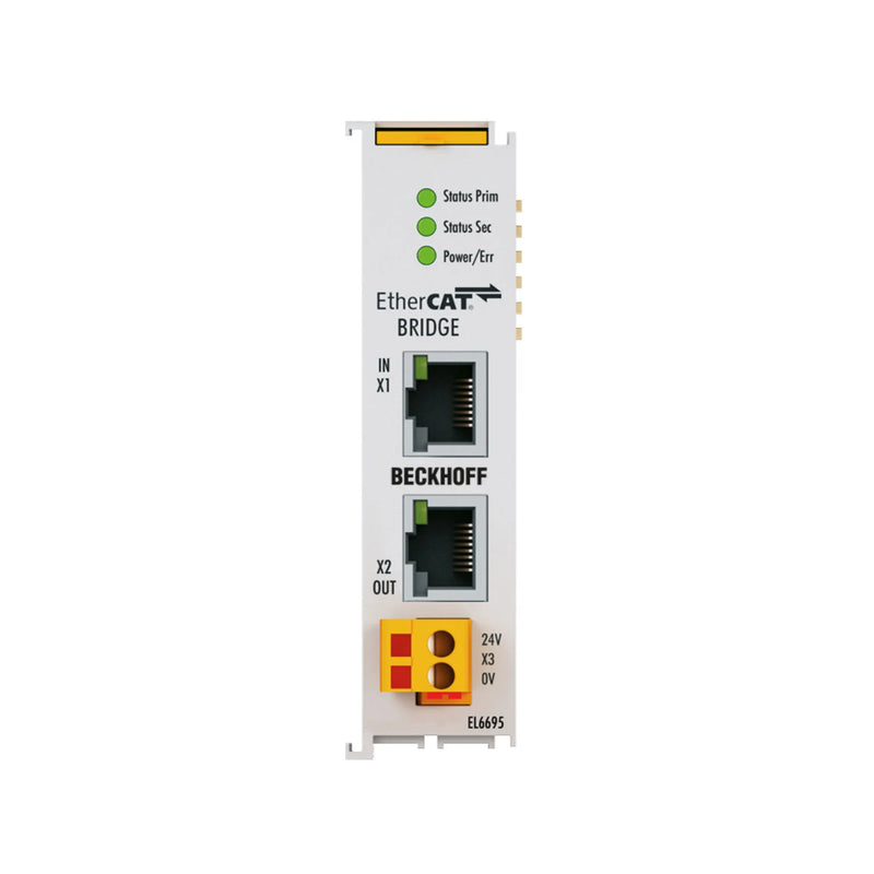 Beckhoff EL6695 EtherCAT bridge, 2-channel, sync data transfer, mounted on DIN-rail