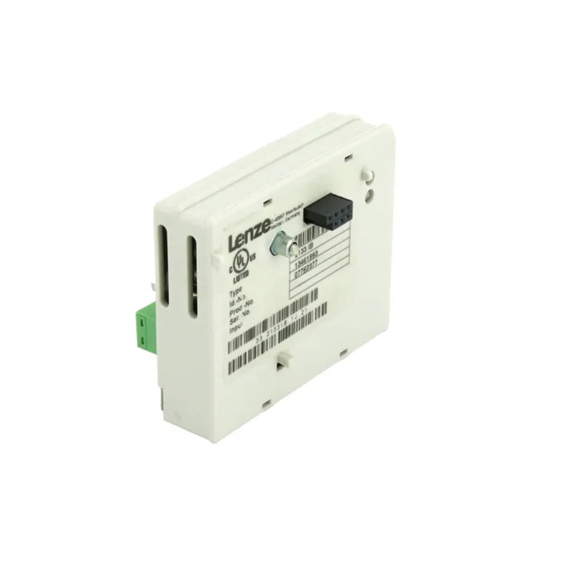 Lenze EMF2133IB module for expanding SMVector VFD I/O, compact automation component.