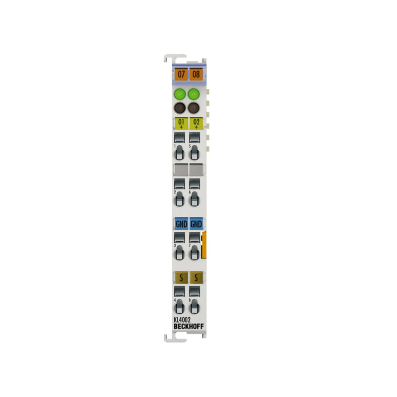Beckhoff KL4002 analog output terminal 2-channel 0-10V with 12-bit for precise voltage generation in automation systems.