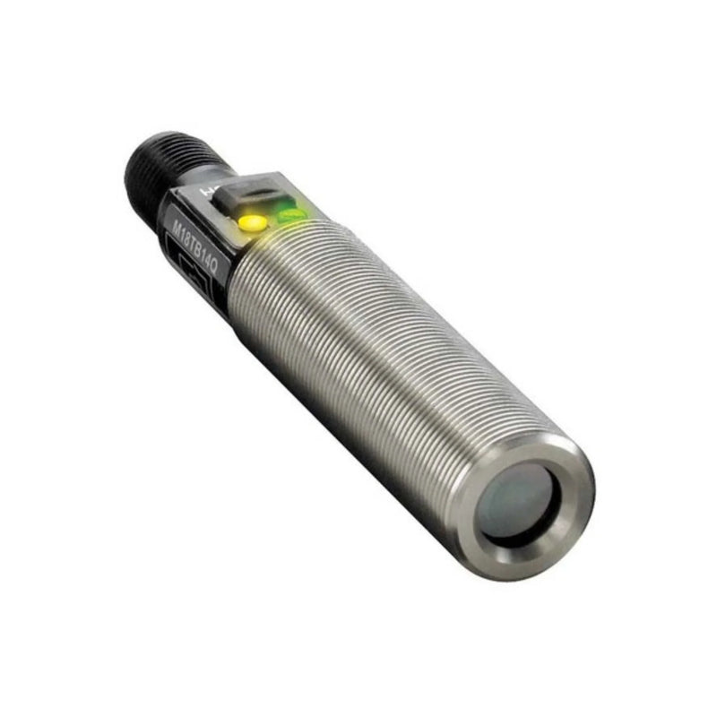 Banner M18TIP6EQ-800026 sensor with PNP output and IP67 housing for metal detection in industrial settings.