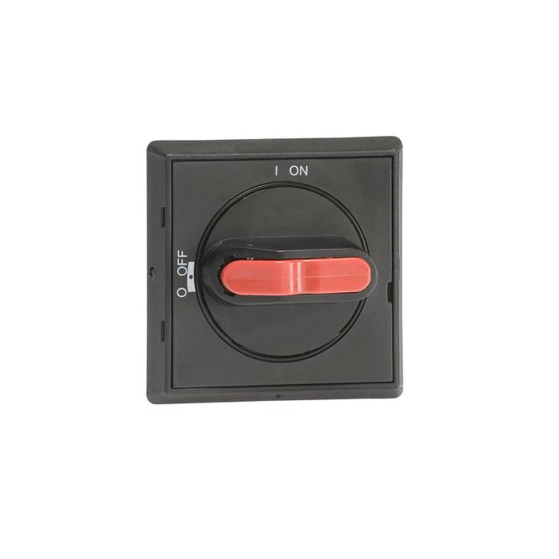 Black selector handle for OT16 to 125F switch-disconnectors with high protection standard, ergonomic for industries.