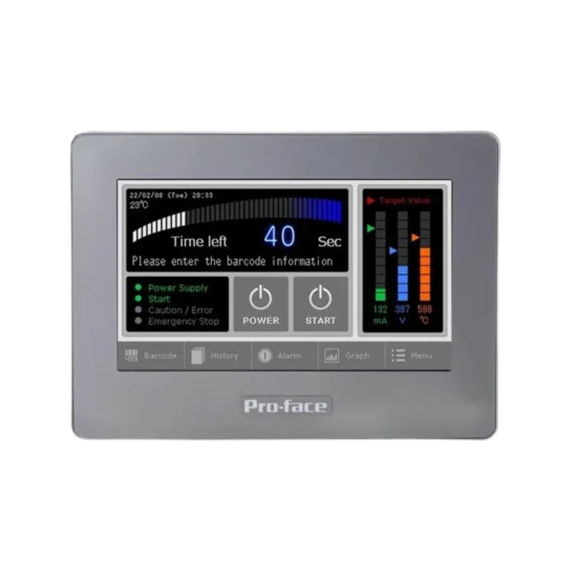 Pro-face PFXGP4114T2D HMI, 3.5-inch, industrial-grade, featuring high-res screen and versatile connectivity.