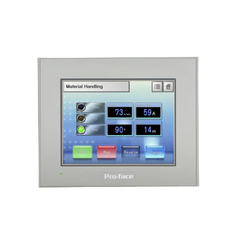 Pro-face PFXGP4301TADW 5.7-inch TFT HMI with QVGA resolution and versatile connectivity for diverse industrial uses.