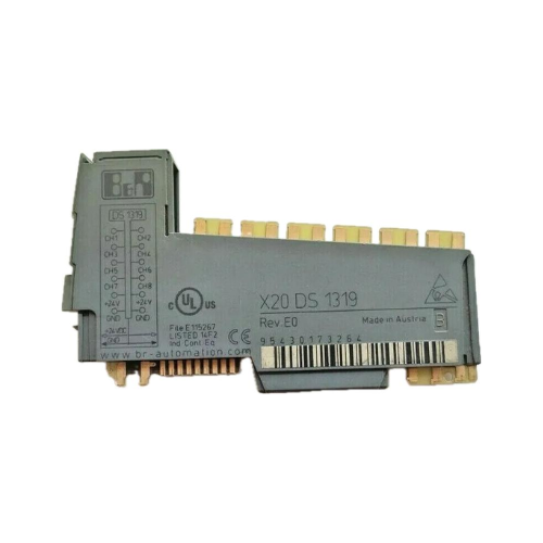 Compact B&R X20DS1319 stepper module, dual 2-phase control, ±2.5A, 18–30V DC, DIN rail, diagnostics, X20 platform.