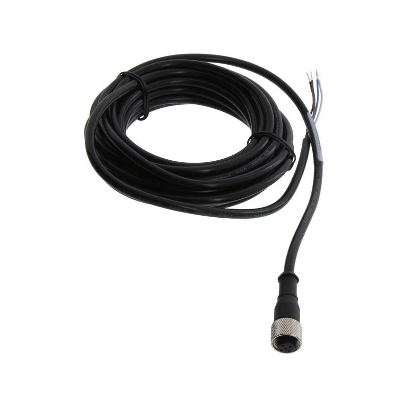 MQDC-415 cordset with M12 4-pin connector, flying leads, 5 m cable, PVC jacket.