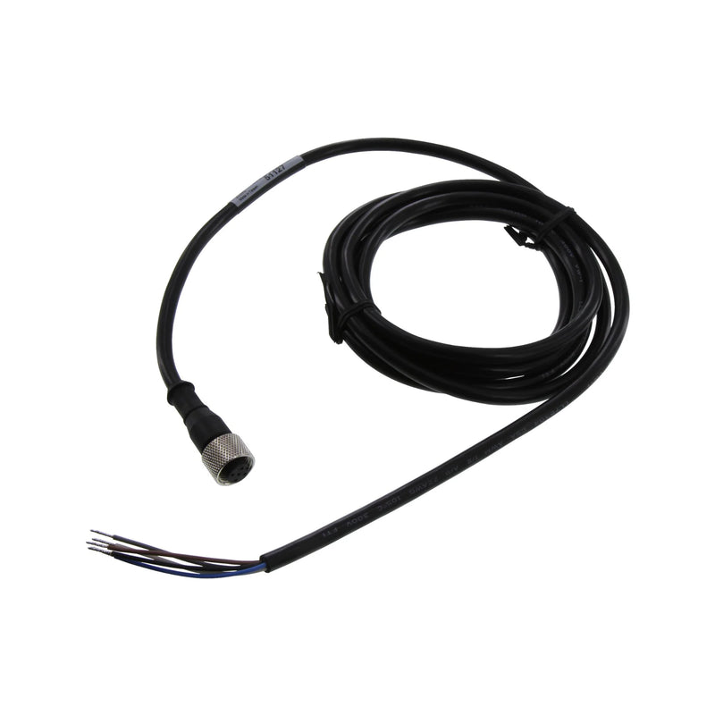 M12 5-pin female cordset, 2 m PVC cable, nickel-plated nut.